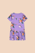 Frill T-shirt Dress, Lavender Bloom - Kaiko Clothing Company Oy