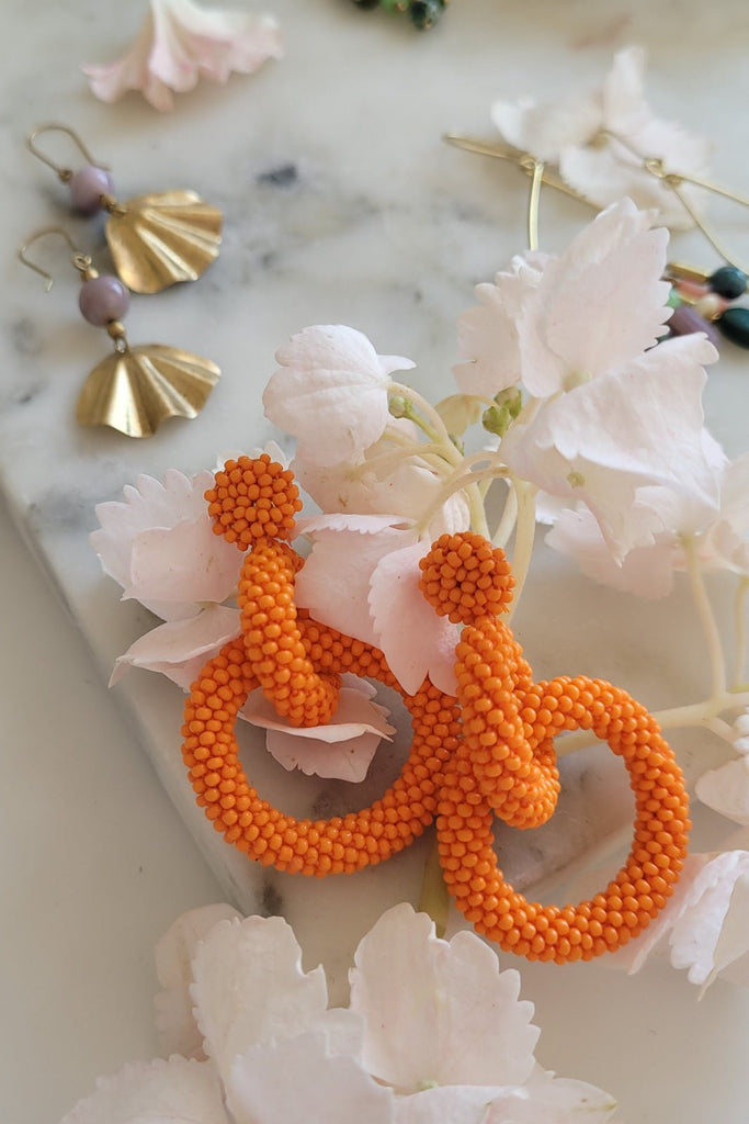 Gia Earrings, Orange - Kaiko Clothing Company Oy