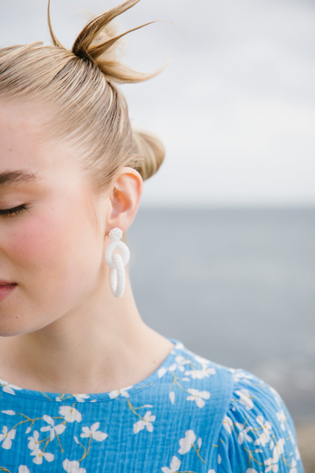 Gia Earrings, White - Kaiko Clothing Company Oy