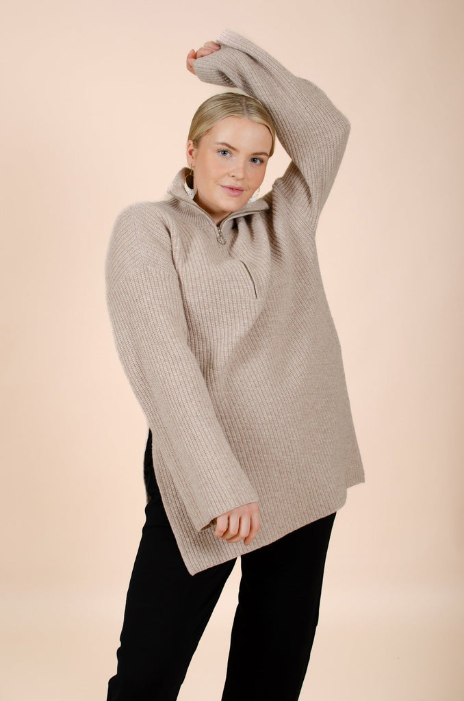 Half-Zip Wool Sweater, Barley - Kaiko Clothing Company Oy