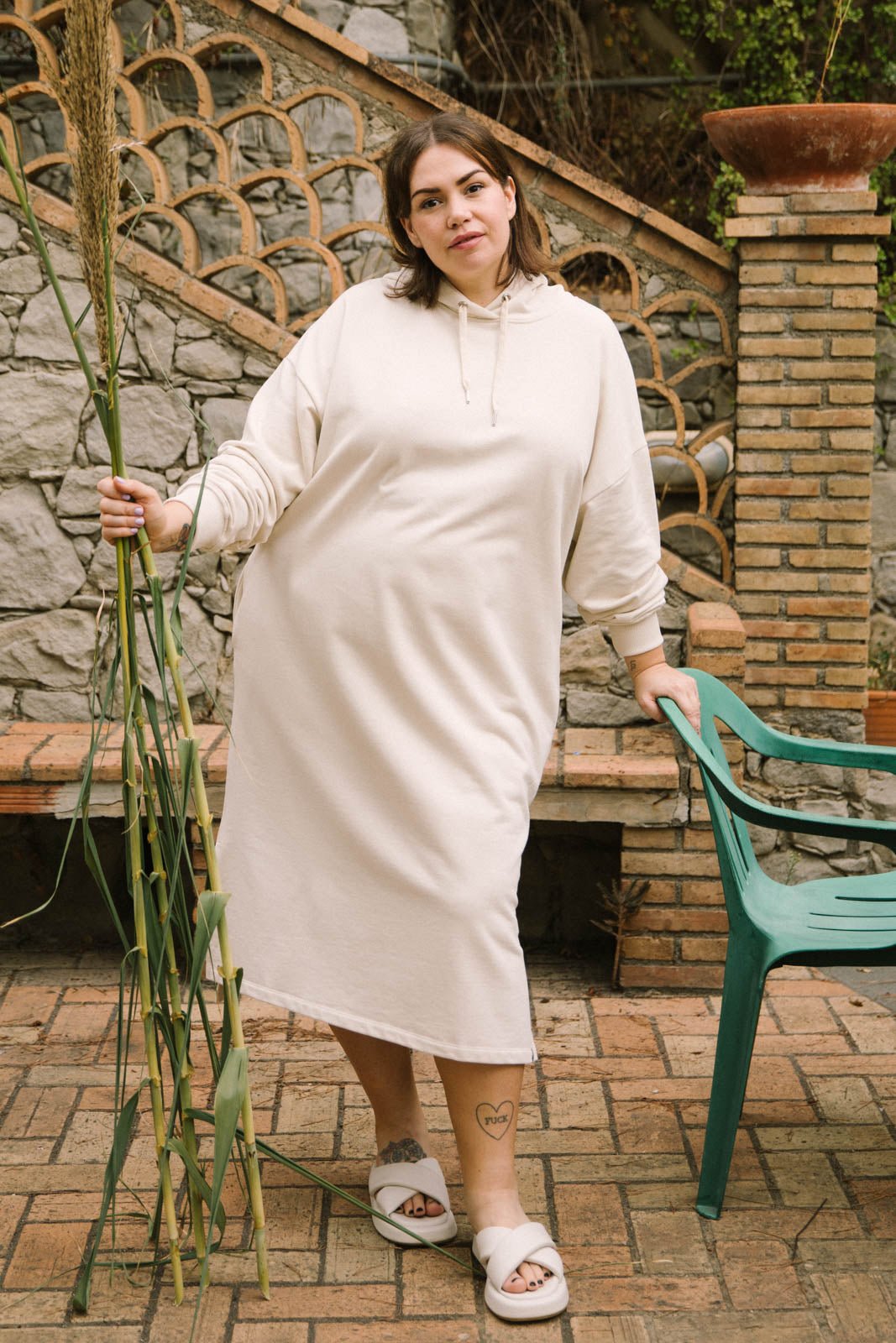 Hoodie Dress, Egret - Kaiko Clothing Company Oy