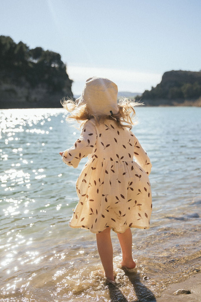 Kid's Wind Button Dress, Sand - Kaiko Clothing Company Oy
