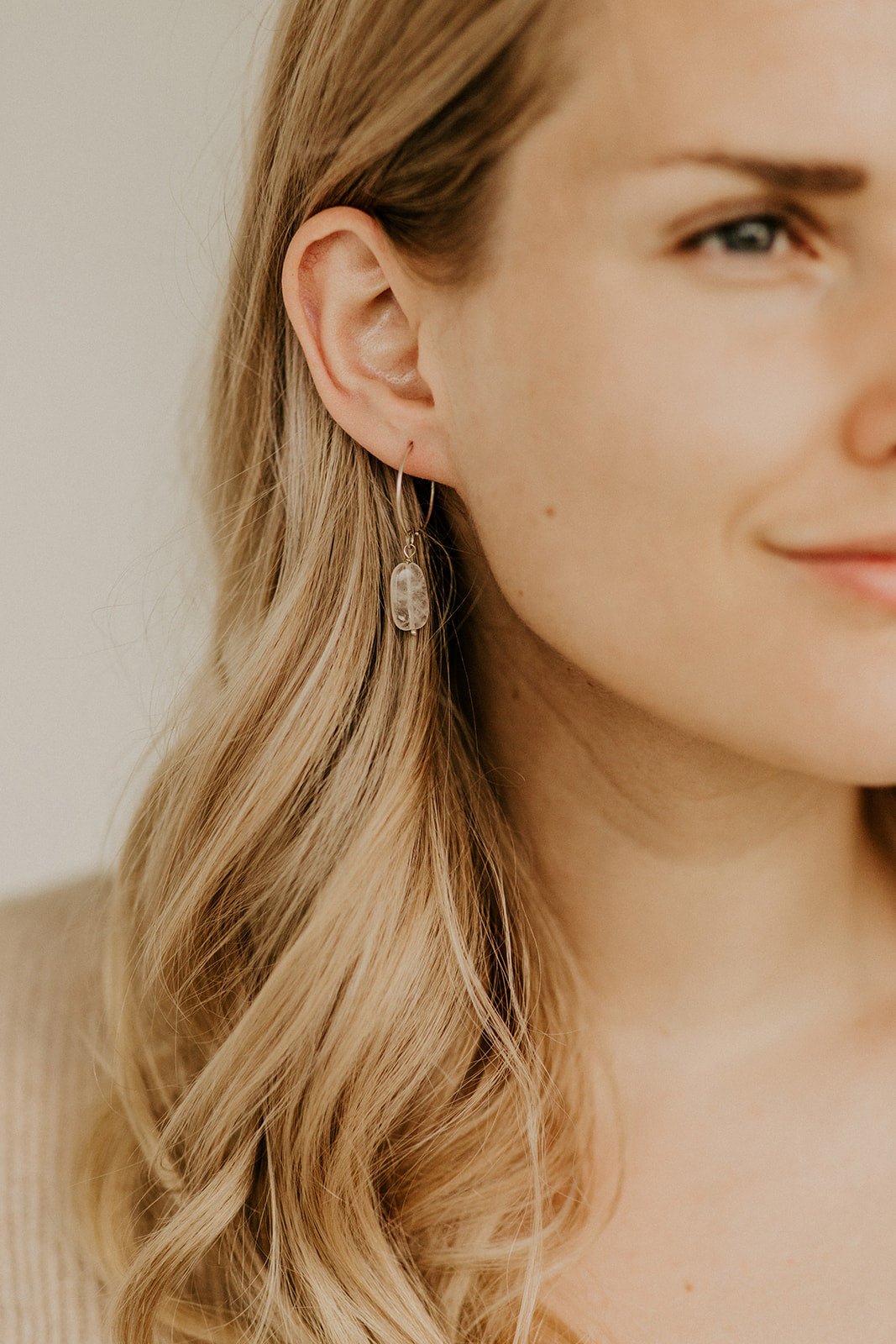 Luna Earrings, Rose Quartz - Kaiko Clothing Company Oy