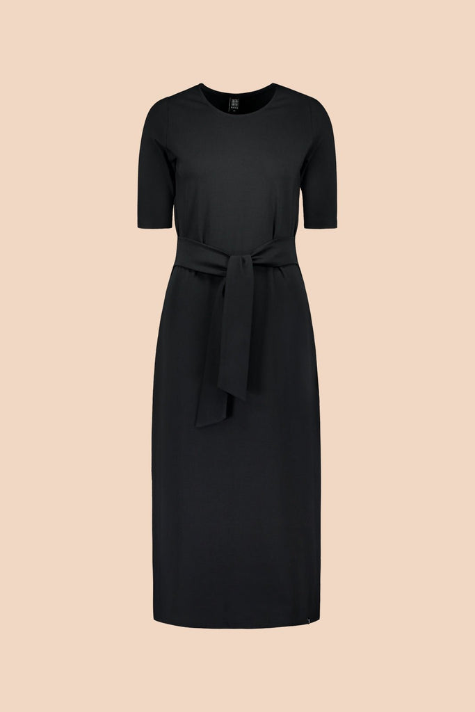 Midi Belted Dress, Black - Kaiko Clothing Company Oy