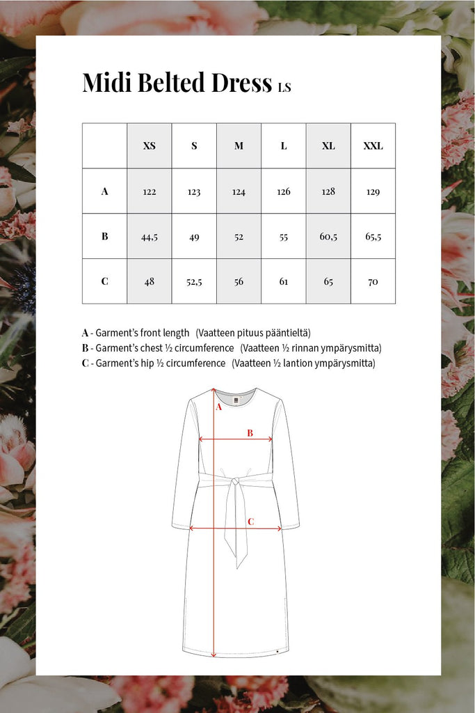 Midi Belted Dress, Ruby Rose - Kaiko Clothing Company Oy