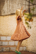 PRE-ORDER: Frill Button Dress, Vintage leaf - Kaiko Clothing Company Oy