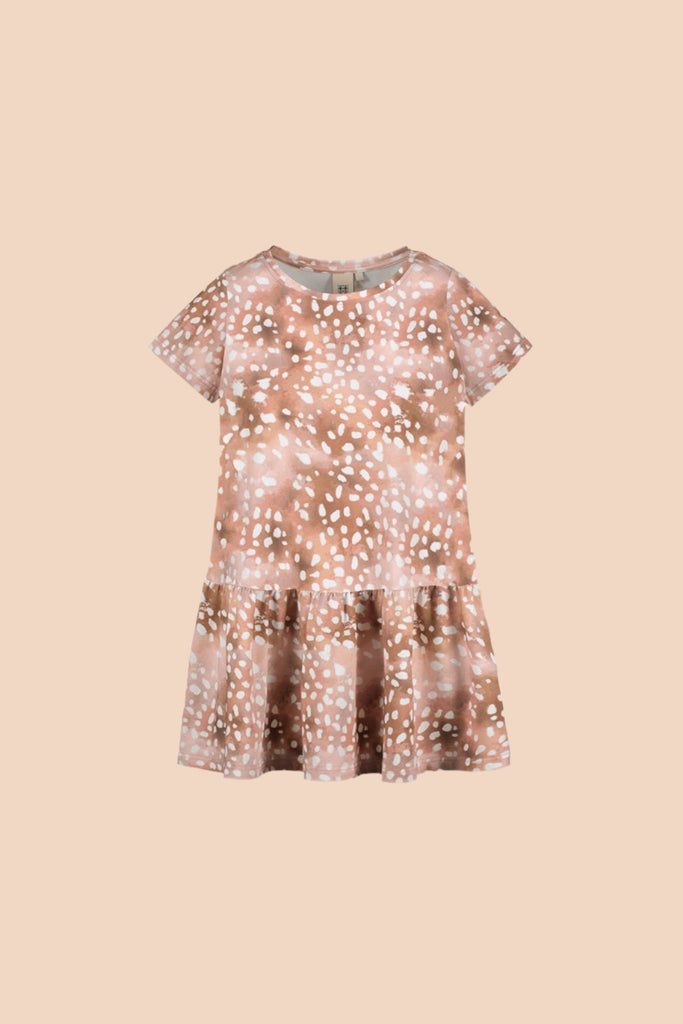 PRE-ORDER: Frill T-Shirt Dress, Copper Bambi - Kaiko Clothing Company Oy
