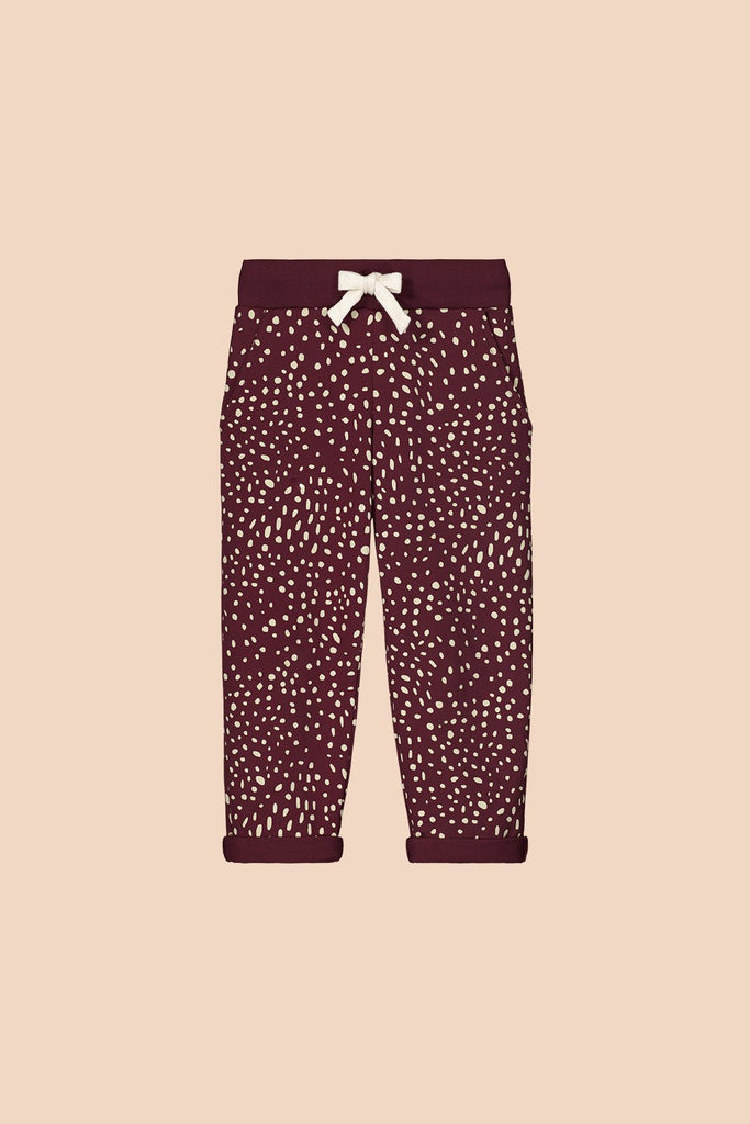 Relaxed Joggers, Wild Dots Burgundy - Kaiko Clothing Company Oy