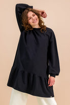 Ruffle Sweatshirt Dress, Black - Kaiko Clothing Company Oy