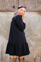 Ruffle Sweatshirt Dress, Black - Kaiko Clothing Company Oy