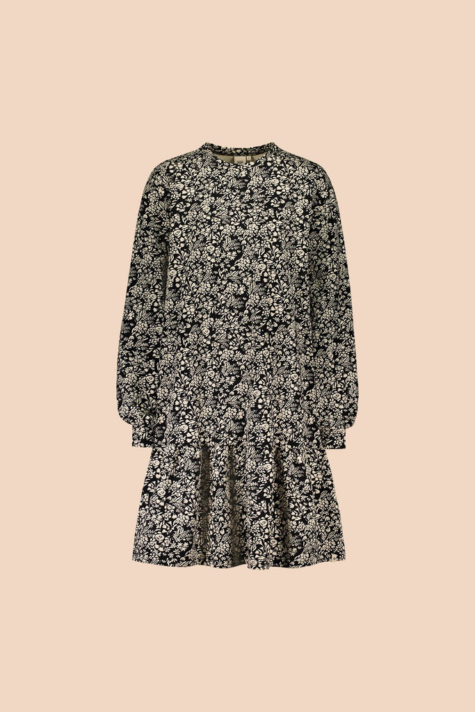 Ruffle Sweatshirt Dress, Night Meadow - Kaiko Clothing Company Oy