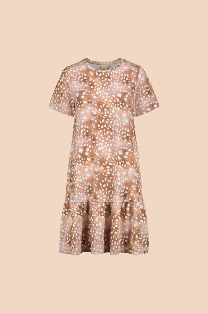 Ruffle T-shirt Dress, Copper Bambi - Kaiko Clothing Company Oy
