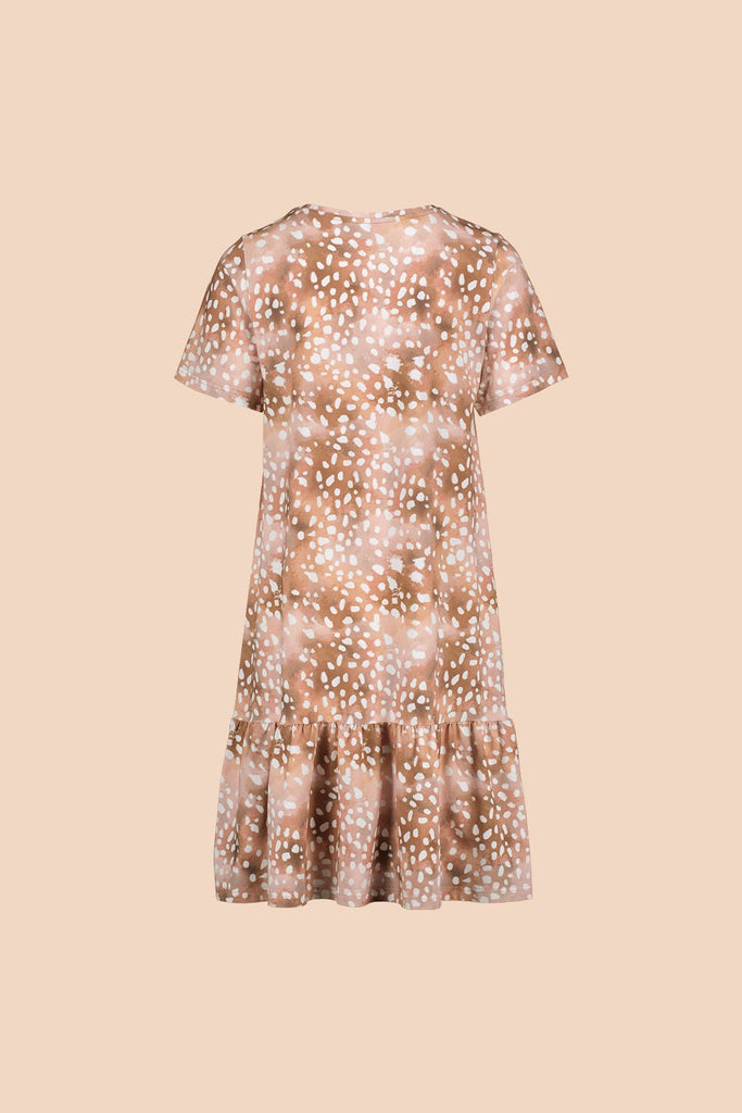 Ruffle T-shirt Dress, Copper Bambi - Kaiko Clothing Company Oy