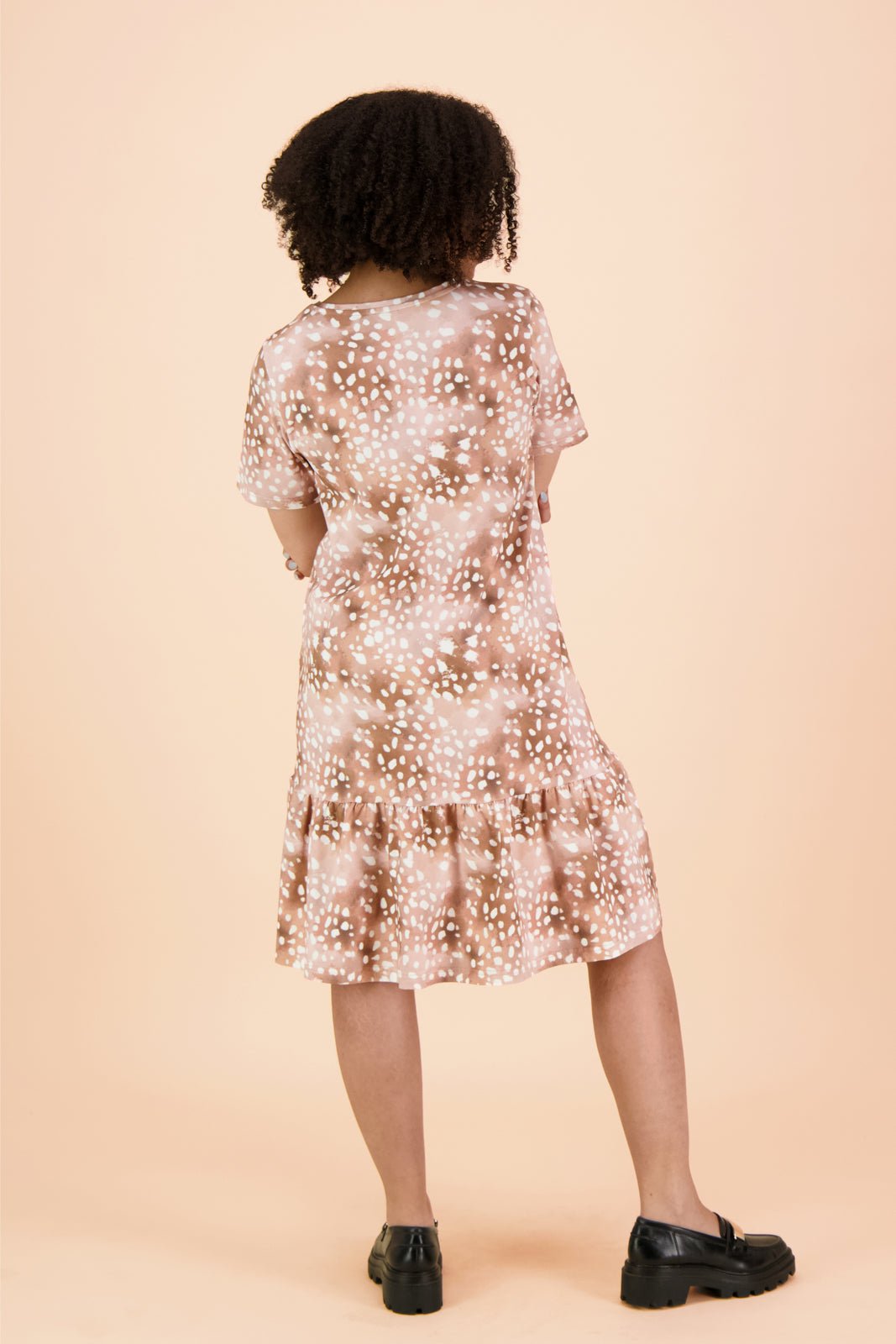 Ruffle T-shirt Dress, Copper Bambi - Kaiko Clothing Company Oy