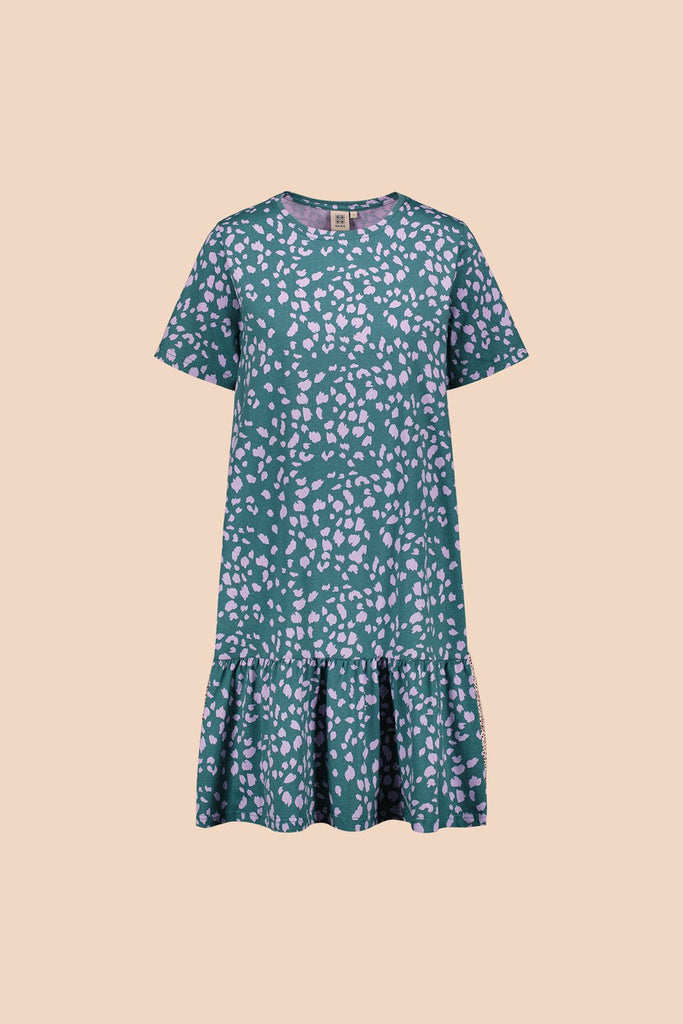 Ruffle T-shirt Dress, Green Safari - Kaiko Clothing Company Oy