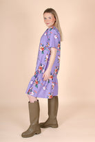 Ruffle T-shirt Dress, Lavender Bloom - Kaiko Clothing Company Oy