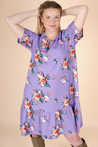 Ruffle T-shirt Dress, Lavender Bloom - Kaiko Clothing Company Oy