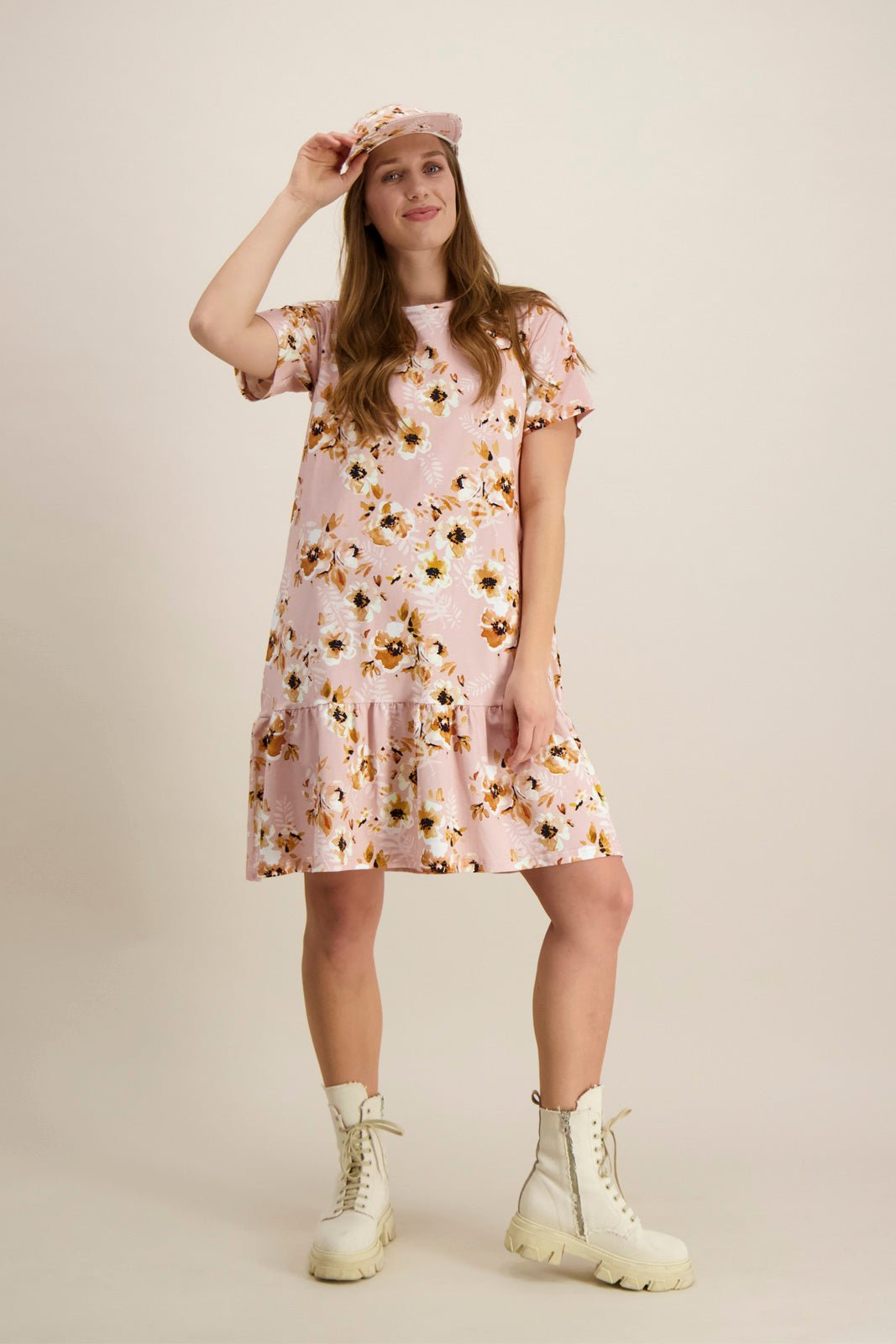 Ruffle T-shirt Dress, Pastel Bouquet - Kaiko Clothing Company Oy