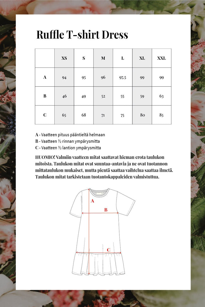 Ruffle T-shirt Dress, Pastel Bouquet - Kaiko Clothing Company Oy