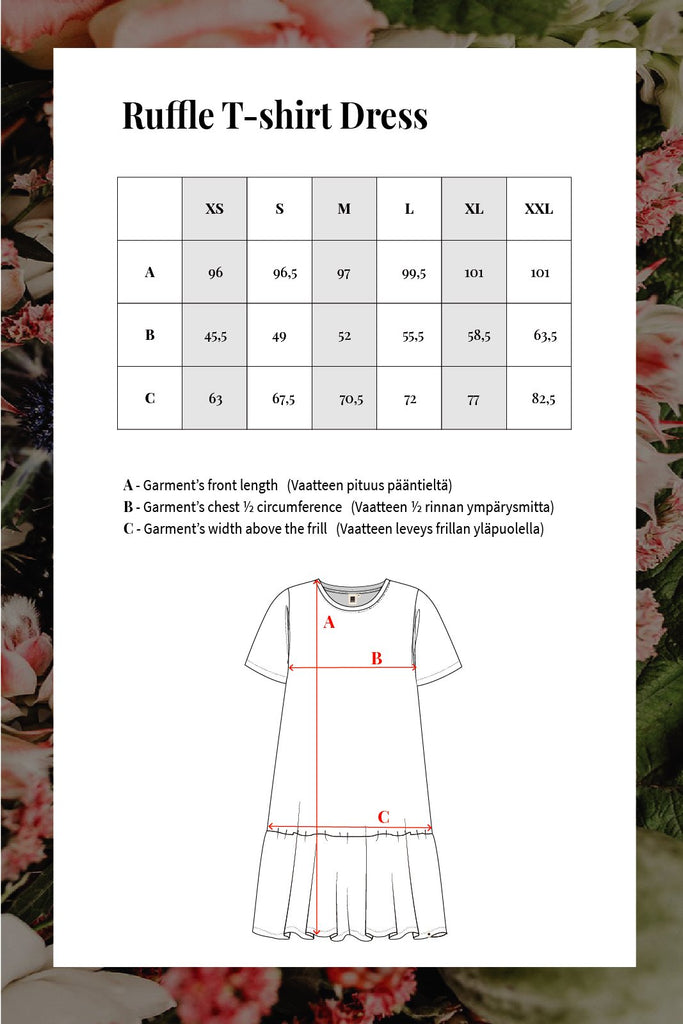 Ruffle T-Shirt Dress, Ruby Rose - Kaiko Clothing Company Oy