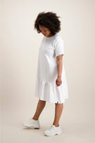 Ruffle T-shirt Dress, White - Kaiko Clothing Company Oy