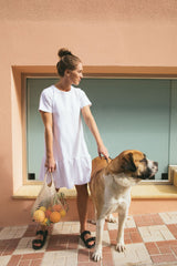 Ruffle T-shirt Dress, White - Kaiko Clothing Company Oy | modelheight:175, size:XS