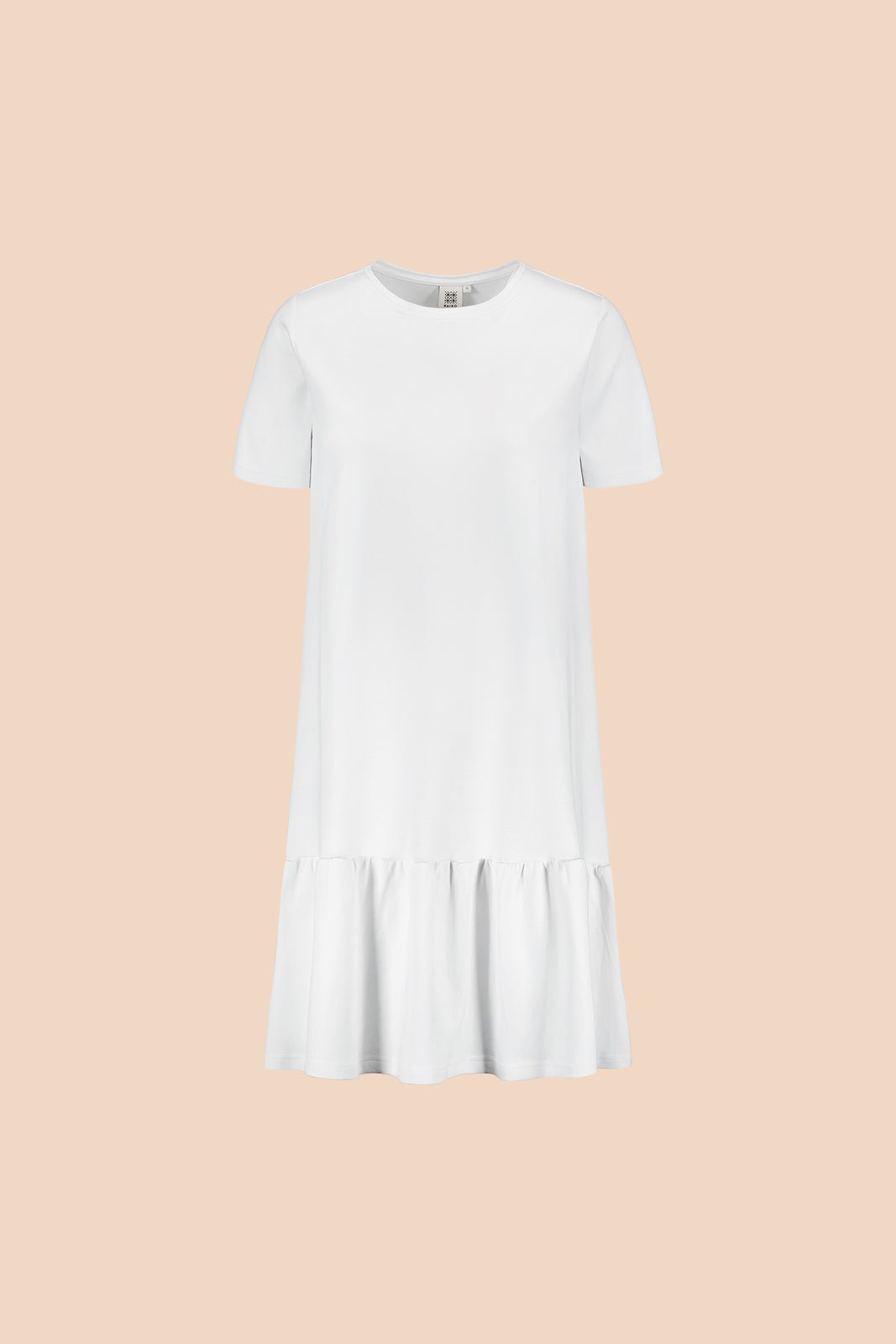 Ruffle T-shirt Dress, White - Kaiko Clothing Company Oy