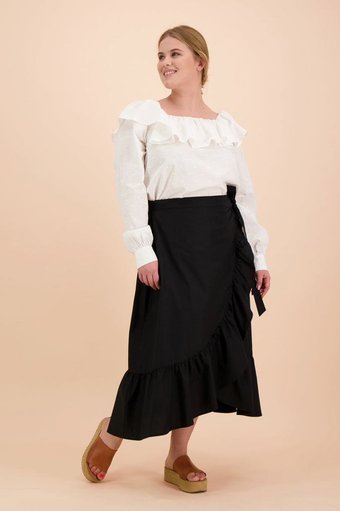 Ruffle Wrap Skirt, Black - Kaiko Clothing Company Oy