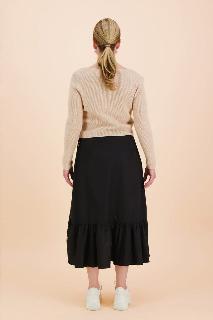 Ruffle Wrap Skirt, Black - Kaiko Clothing Company Oy