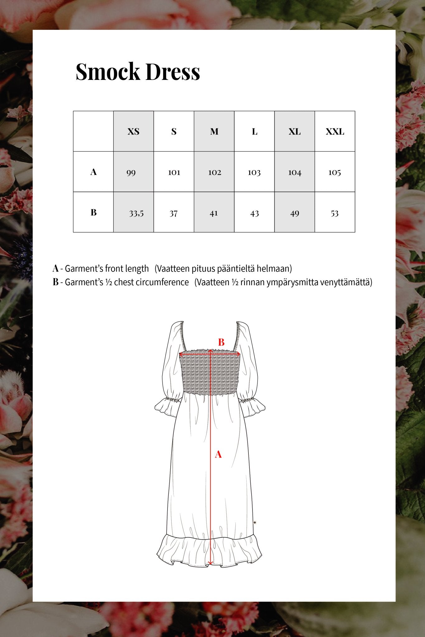 Smock Dress, Flora Red - Kaiko Clothing Company Oy