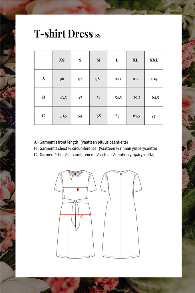 T-Shirt Dress, Rose Yard Lilac - Kaiko Clothing Company Oy