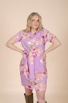 T-Shirt Dress, Rose Yard Lilac - Kaiko Clothing Company Oy