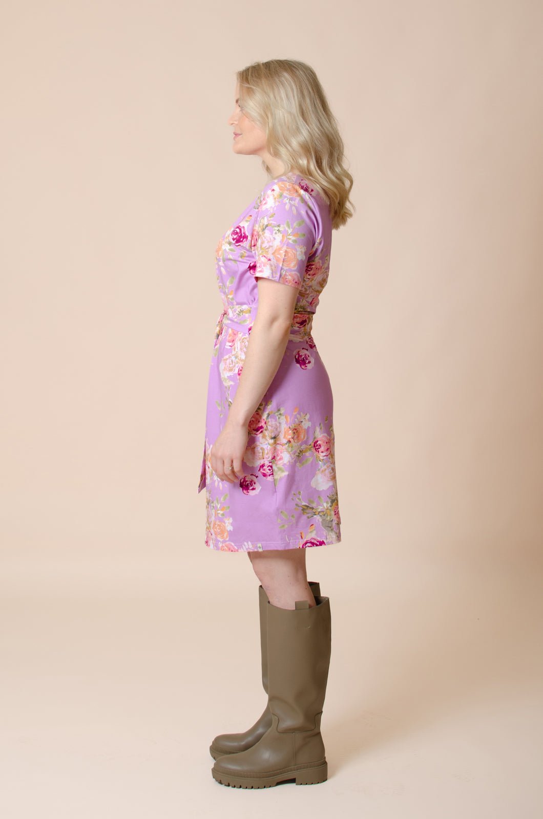 T-Shirt Dress, Rose Yard Lilac - Kaiko Clothing Company Oy