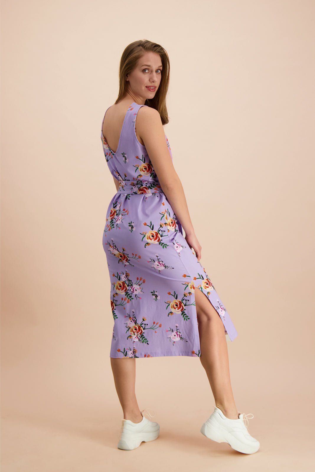 Tank Midi Dress, Lavender Bloom - Kaiko Clothing Company Oy