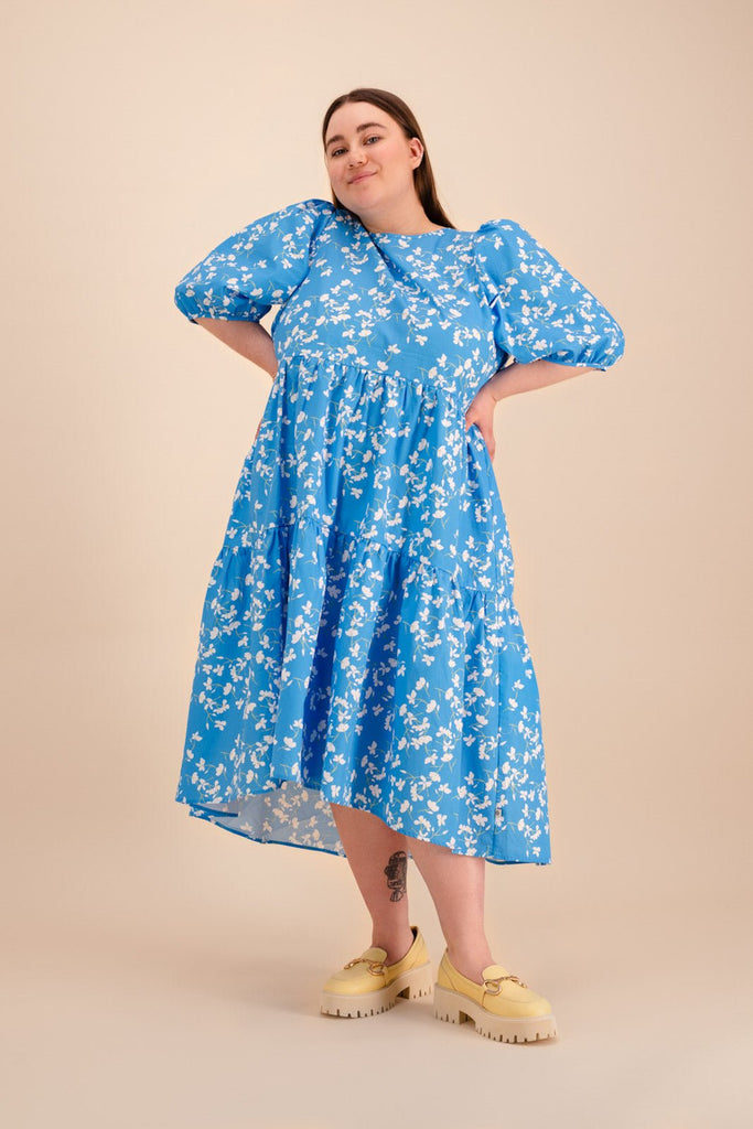 Tiered Midi Dress, Vanilla Garden - Kaiko Clothing Company Oy
