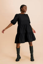 Tiered Mini Dress, Black - Kaiko Clothing Company Oy