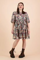 Tiered Mini Dress, Blooming Forest - Kaiko Clothing Company Oy