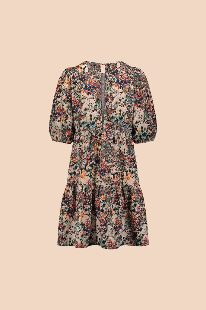 Tiered Mini Dress, Blooming Forest - Kaiko Clothing Company Oy