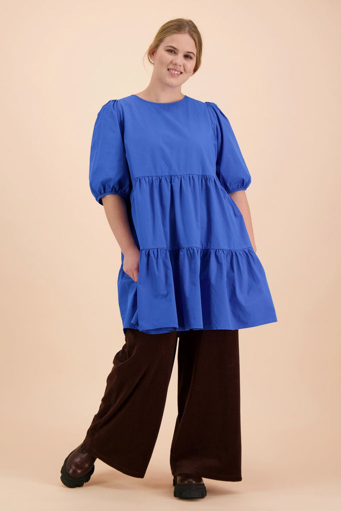 Tiered Mini Dress, Lapis - Kaiko Clothing Company Oy