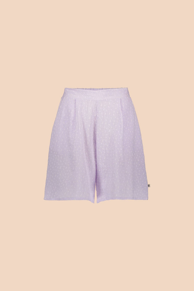 Wide Leg Shorts, Lilac Leaf - Kaiko Clothing Company Oy
