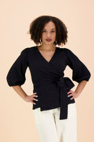 Wrap Blouse, Black - Kaiko Clothing Company Oy