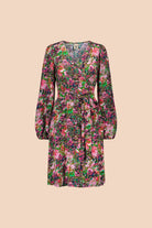 Wrap Mini Dress, Blooming Forest Bright - Kaiko Clothing Company Oy