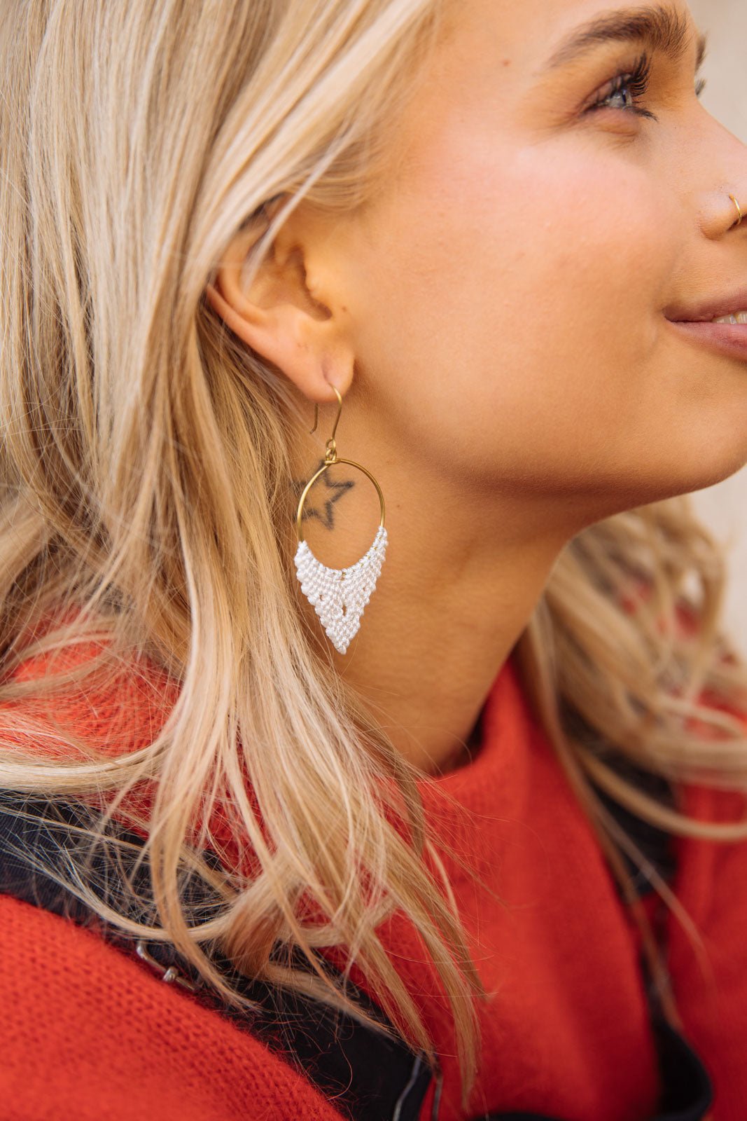 Zoe Earrings, White - Kaiko Clothing Company Oy